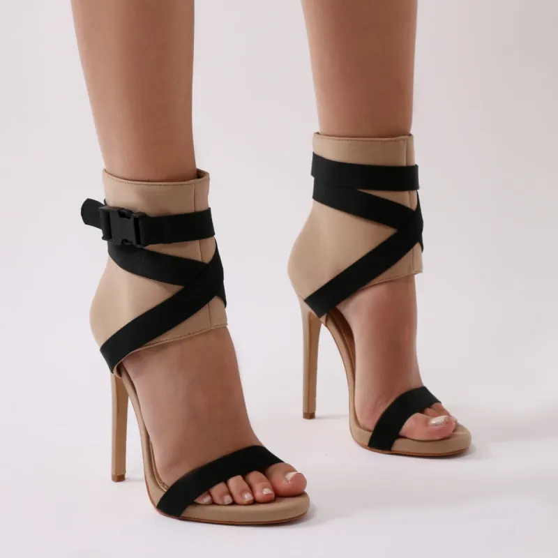 Blade Sports Luxe Heels in Nude and Black made by Public Desire