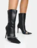 Pitstop Black Pu Zip Detail Pointed Toe Stiletto Heel Ankle Boots sold by Public Desire