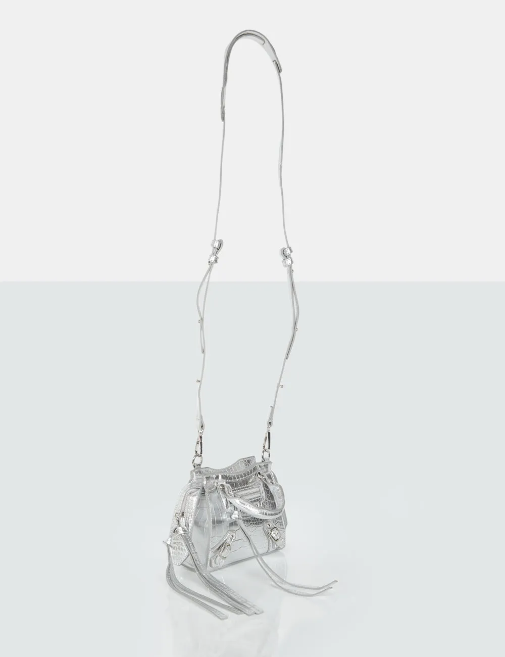 The Bea Silver Croc PU Zip Detail Mini Handbag sold by Public Desire product image thumbnail 5