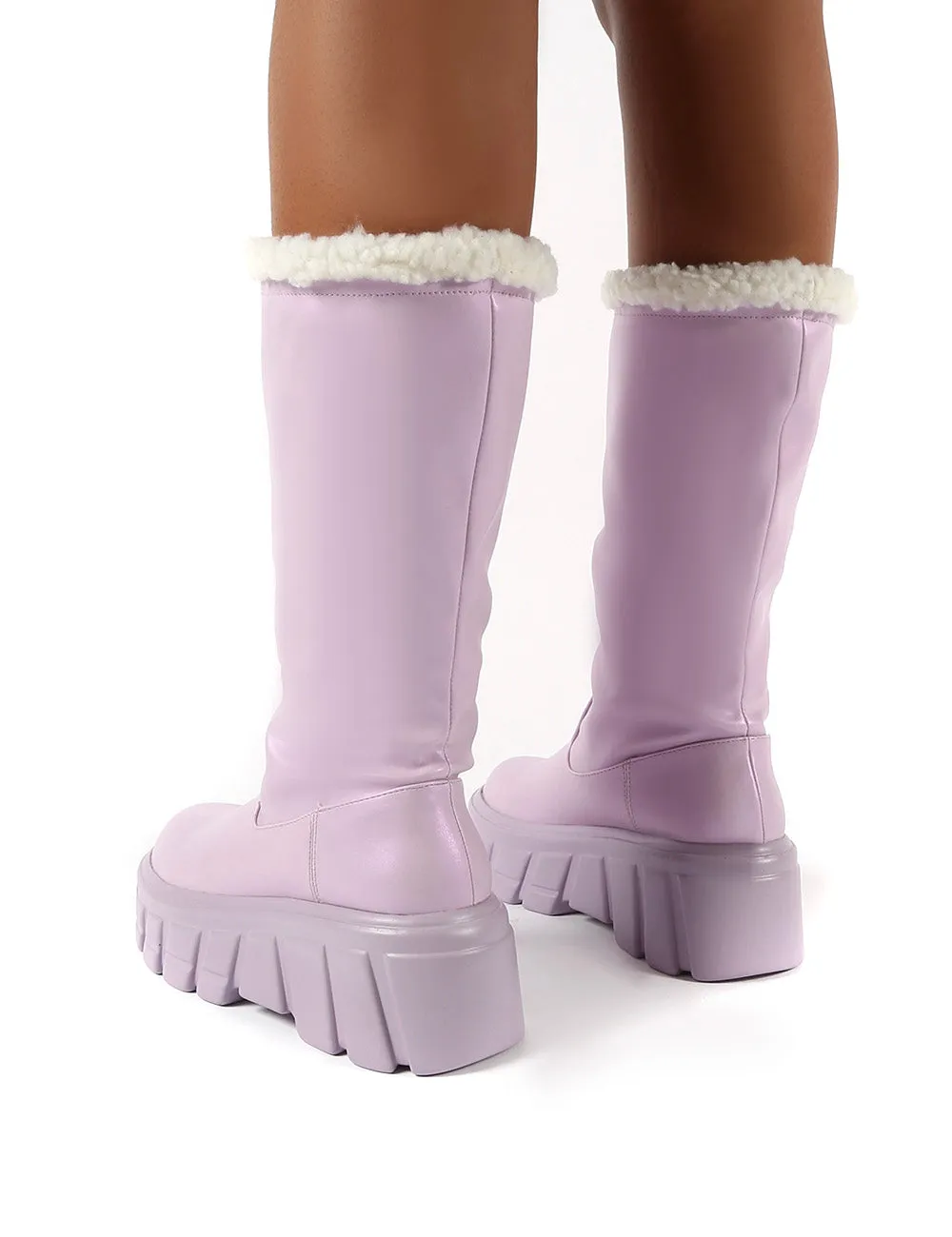 Wynter Lilac Shearling Lined Knee High Ankle Boots sold by Public Desire product image thumbnail 2