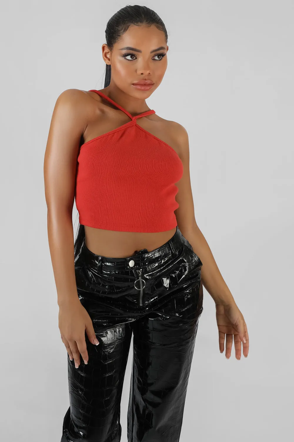 Halter Neck Strappy Crop Top Coral sold by Public Desire product image thumbnail 2