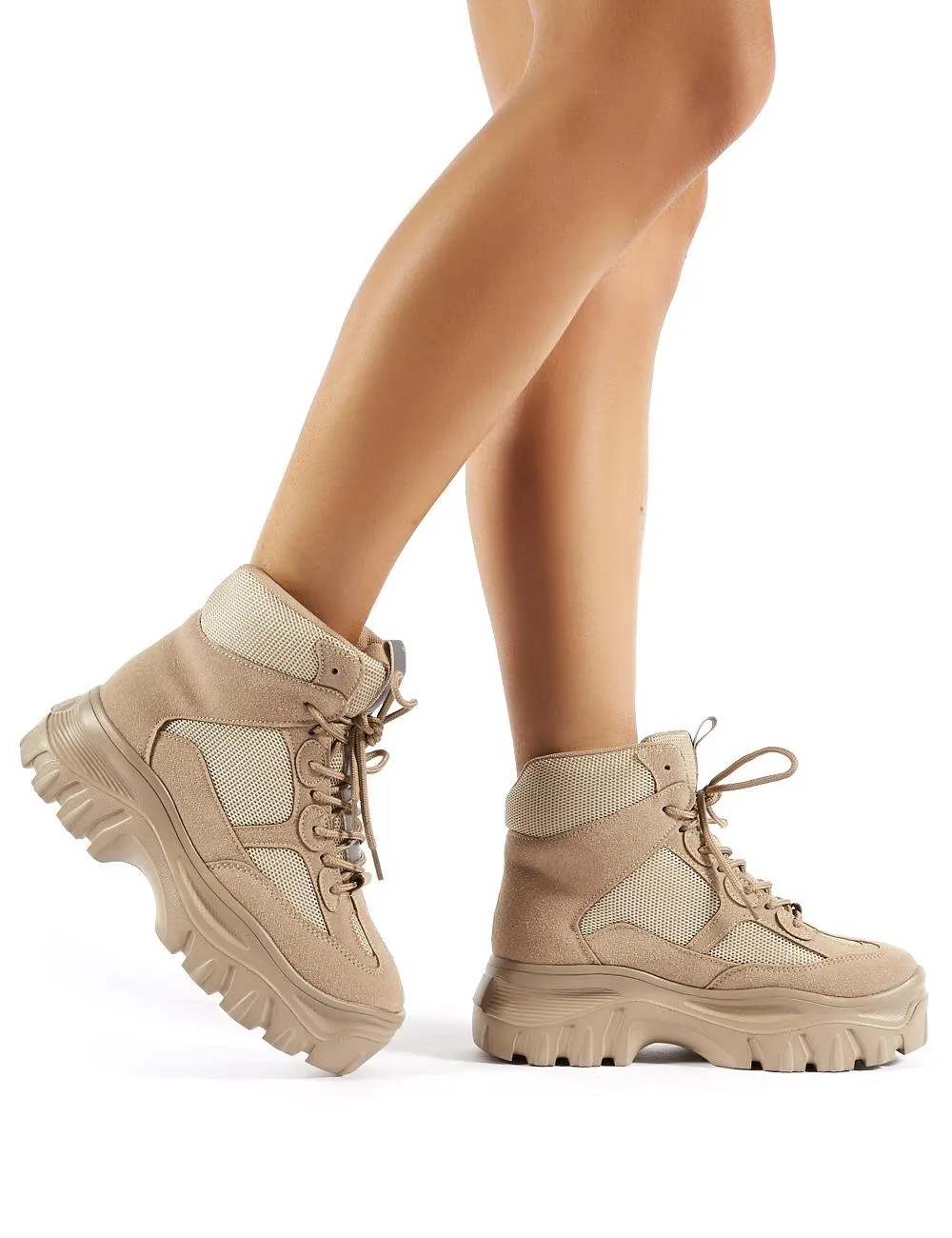 Ironic Sand Chunky Sole Ankle Boots sold by Public Desire