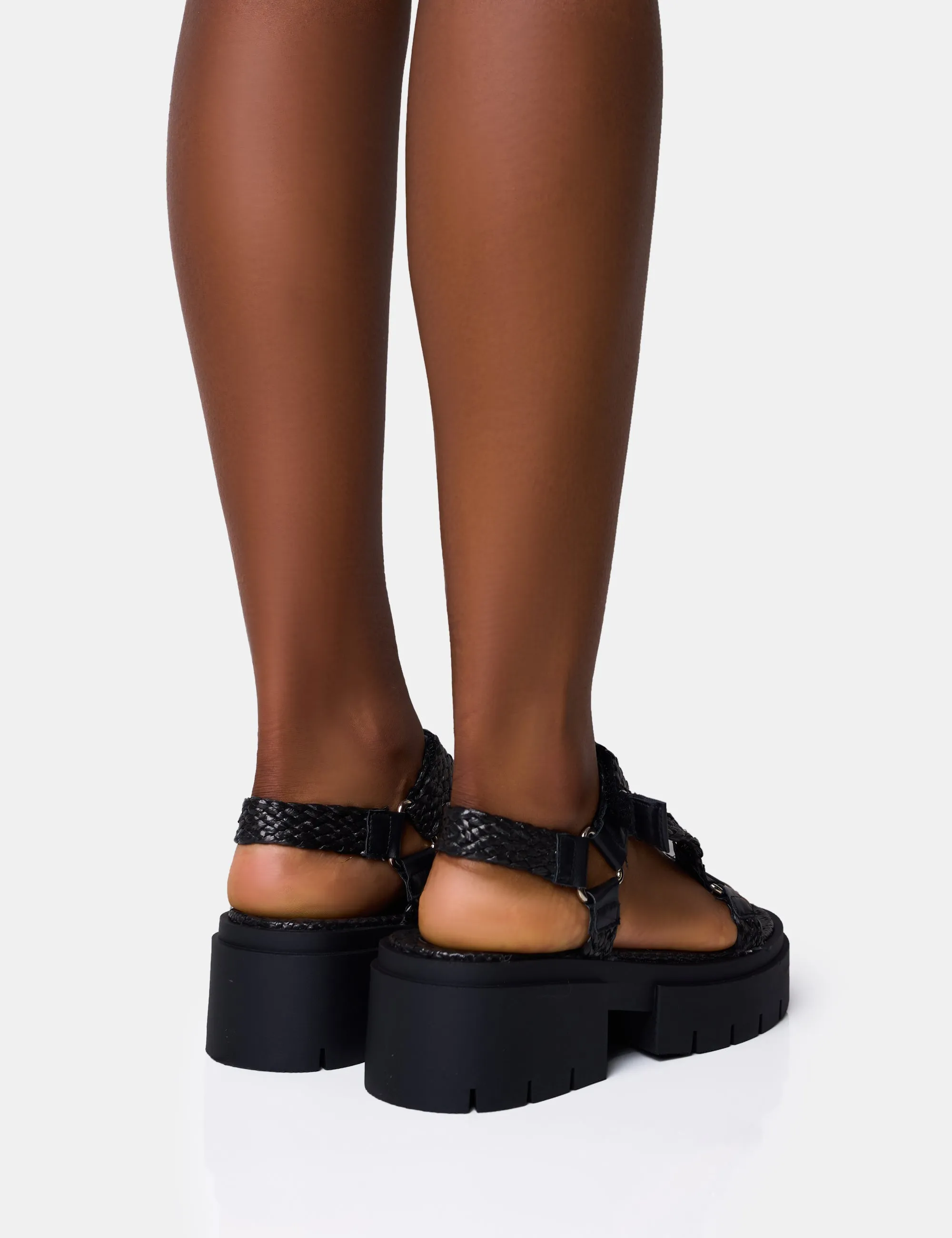 Hazard Black Raffia Chunky Dad Sandals sold by Public Desire product image thumbnail 4