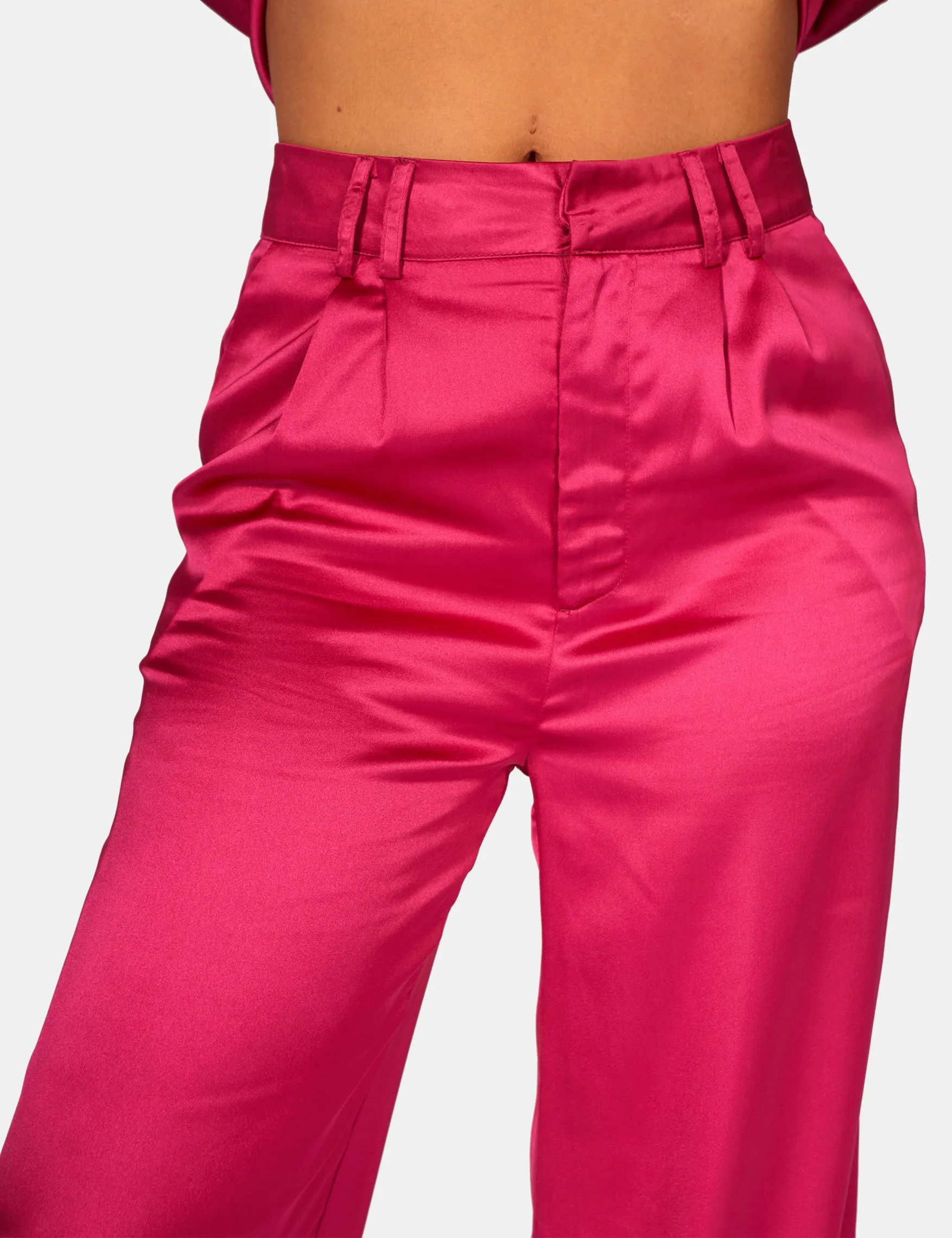 Satin Wide Leg Tailored Trousers Pink sold by Public Desire product image thumbnail 2