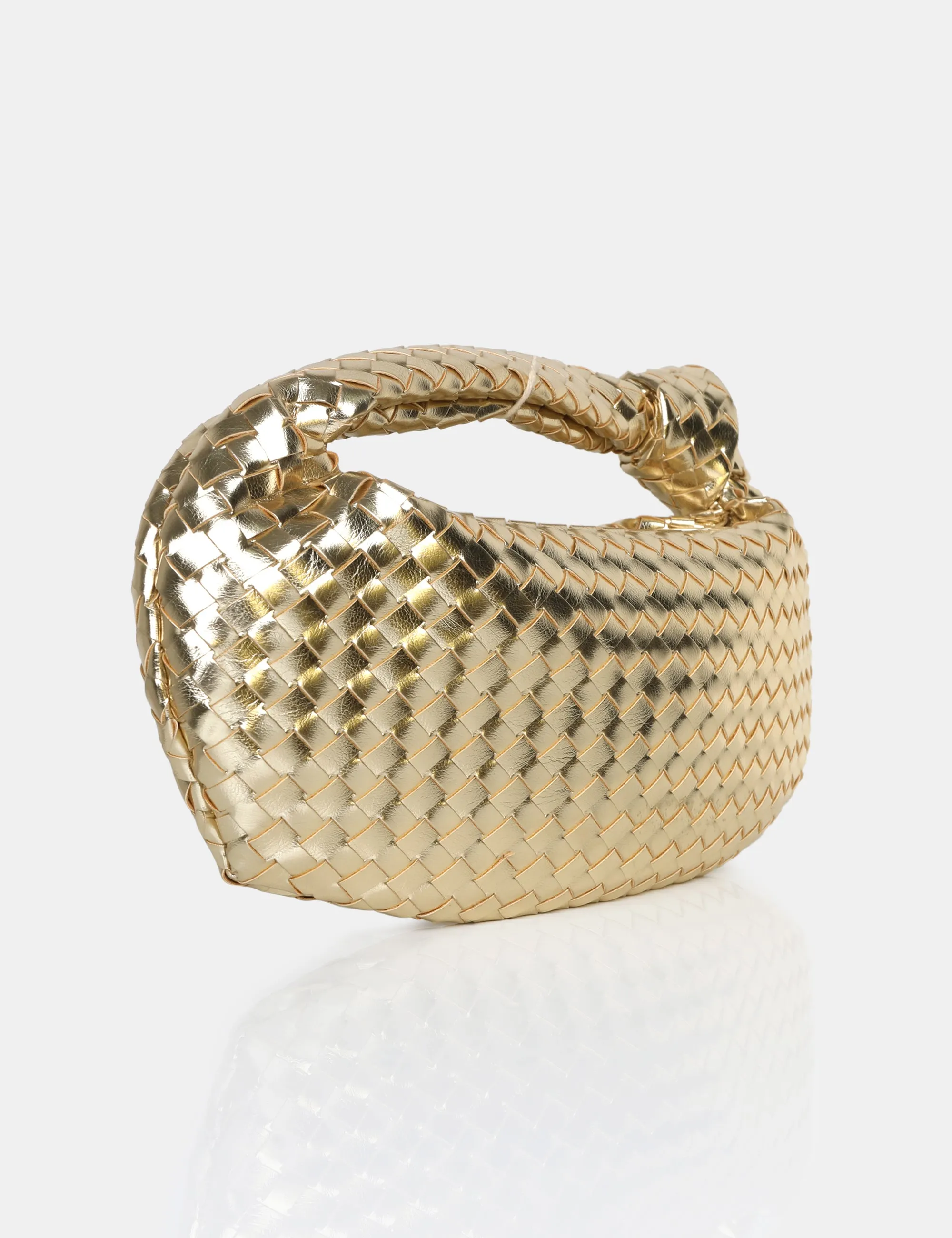 The Blame Metallic Gold Woven PU Knot Detail Mini Grab Bag sold by Public Desire product image thumbnail 2