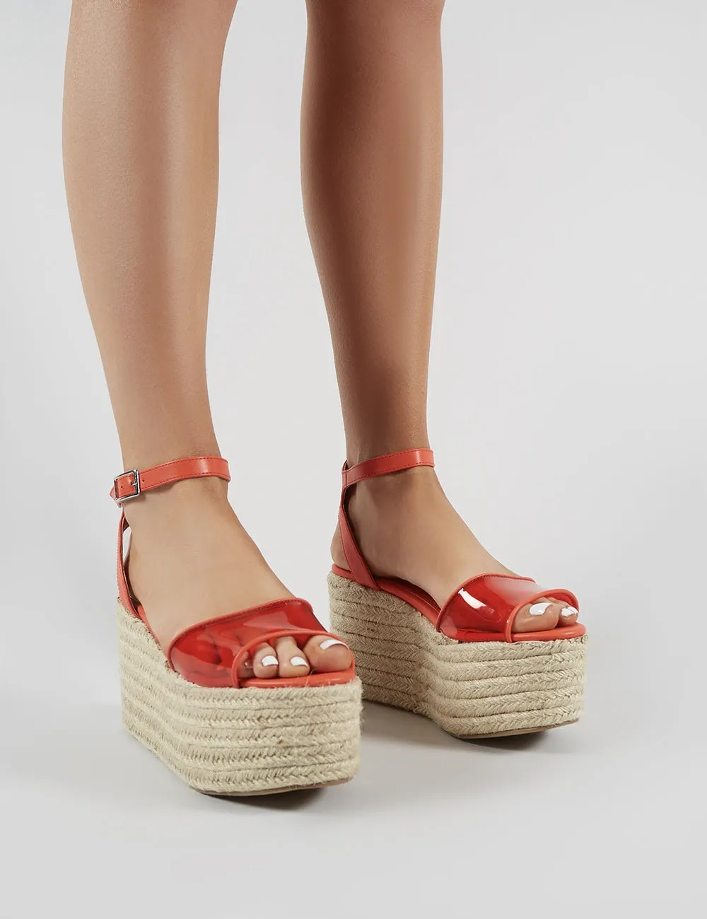 Tarini Clear Perspex Espadrille Flatform Sandals in Red sold by Public Desire product image thumbnail 4