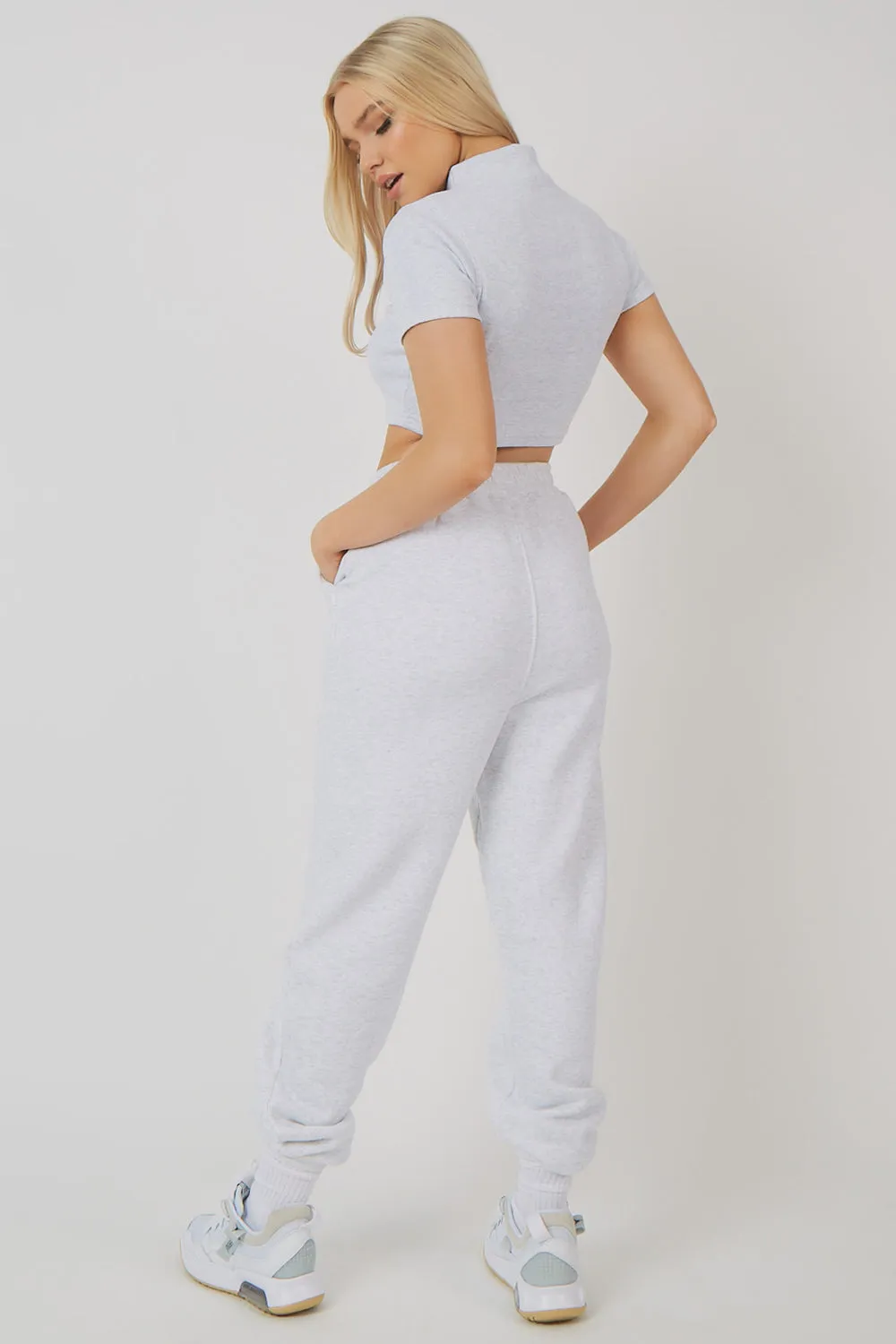 High Neck Ribbed Cropped T Shirt Oatmeal Marl sold by Public Desire product image thumbnail 5