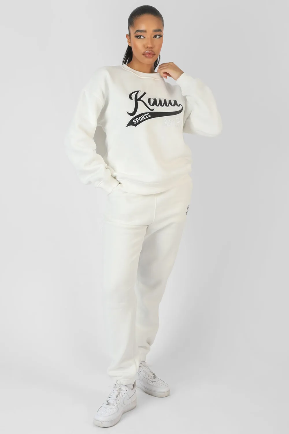 Varsity Embroidery 90'S Joggers Ecru sold by Public Desire product image thumbnail 2