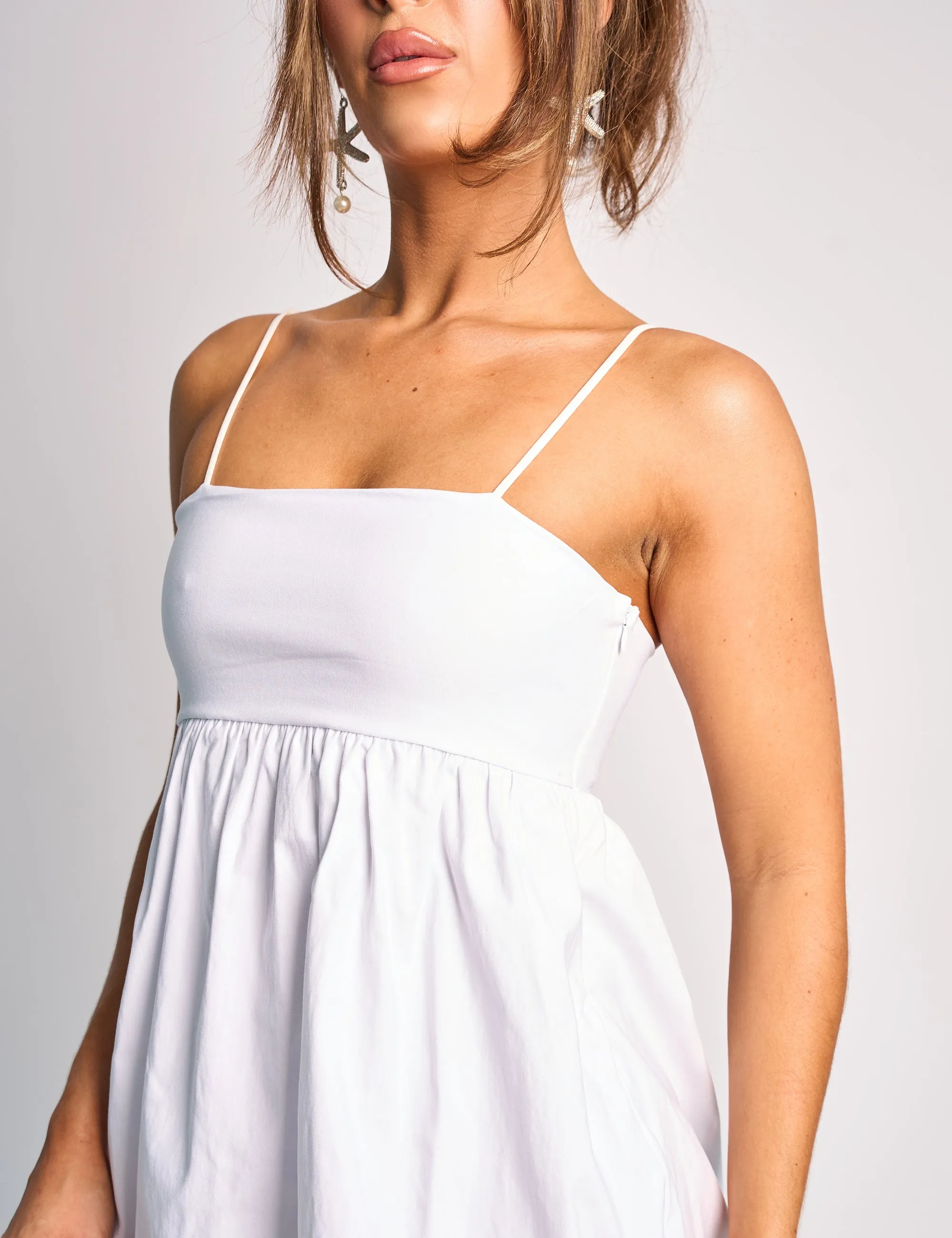 Spaghetti Strap Puff Ball Mini Dress White sold by Public Desire product image thumbnail 4