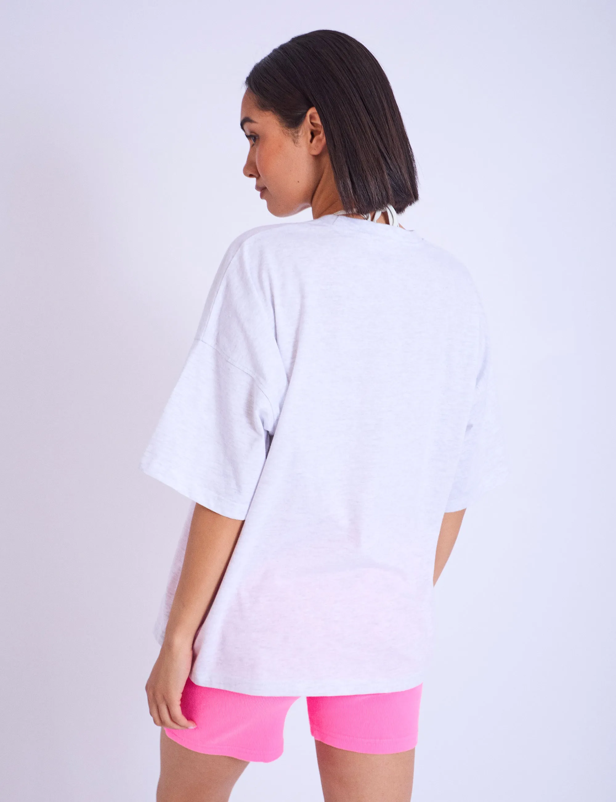 Kaiia Studio Embroidered Bubble Logo Oversized T-shirt Grey Marl & Pink sold by Public Desire product image thumbnail 3