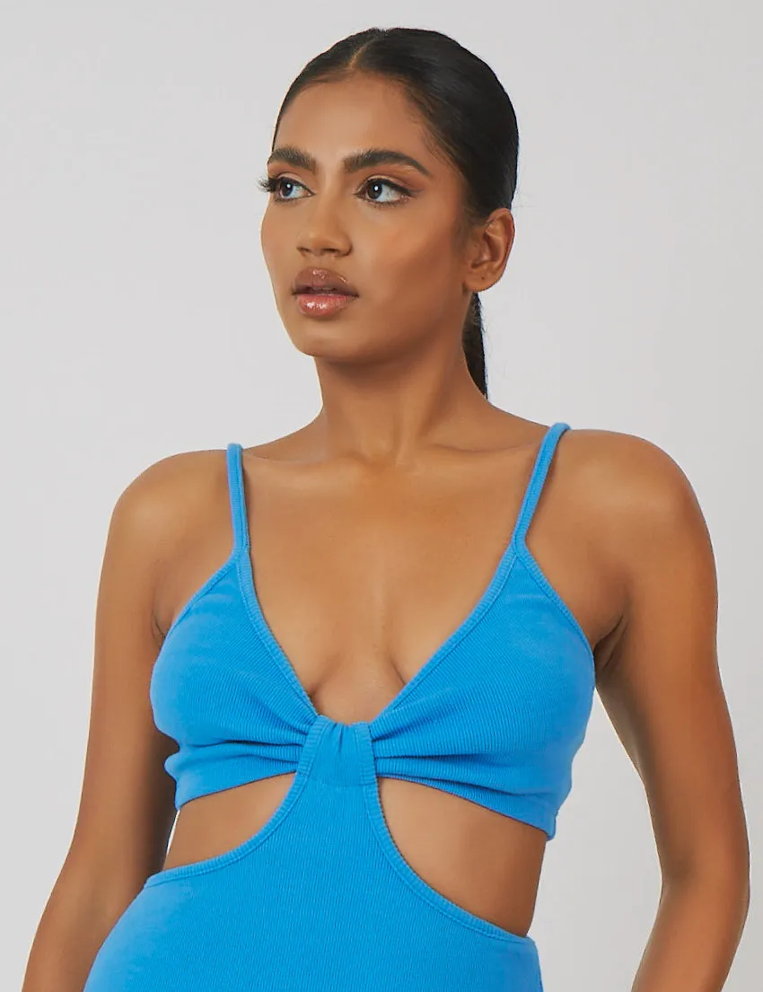 Rib Ruched Bust Cut Out Mini Dress Blue sold by Public Desire product image thumbnail 2