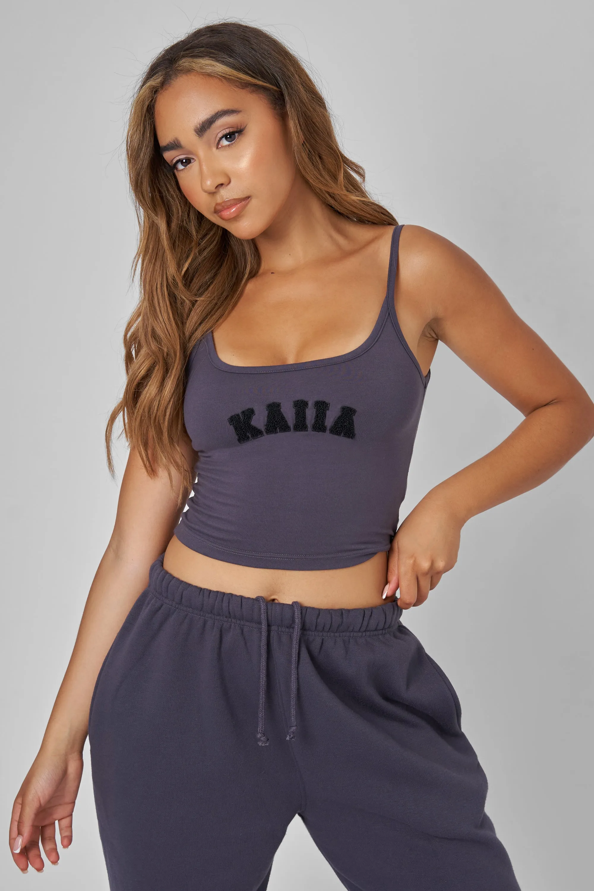 Kaiia Slogan Vest Top Dark Grey sold by Public Desire product image thumbnail 4