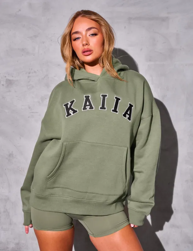 Kaiia Studio Logo Oversized Hoodie Khaki sold by Public Desire