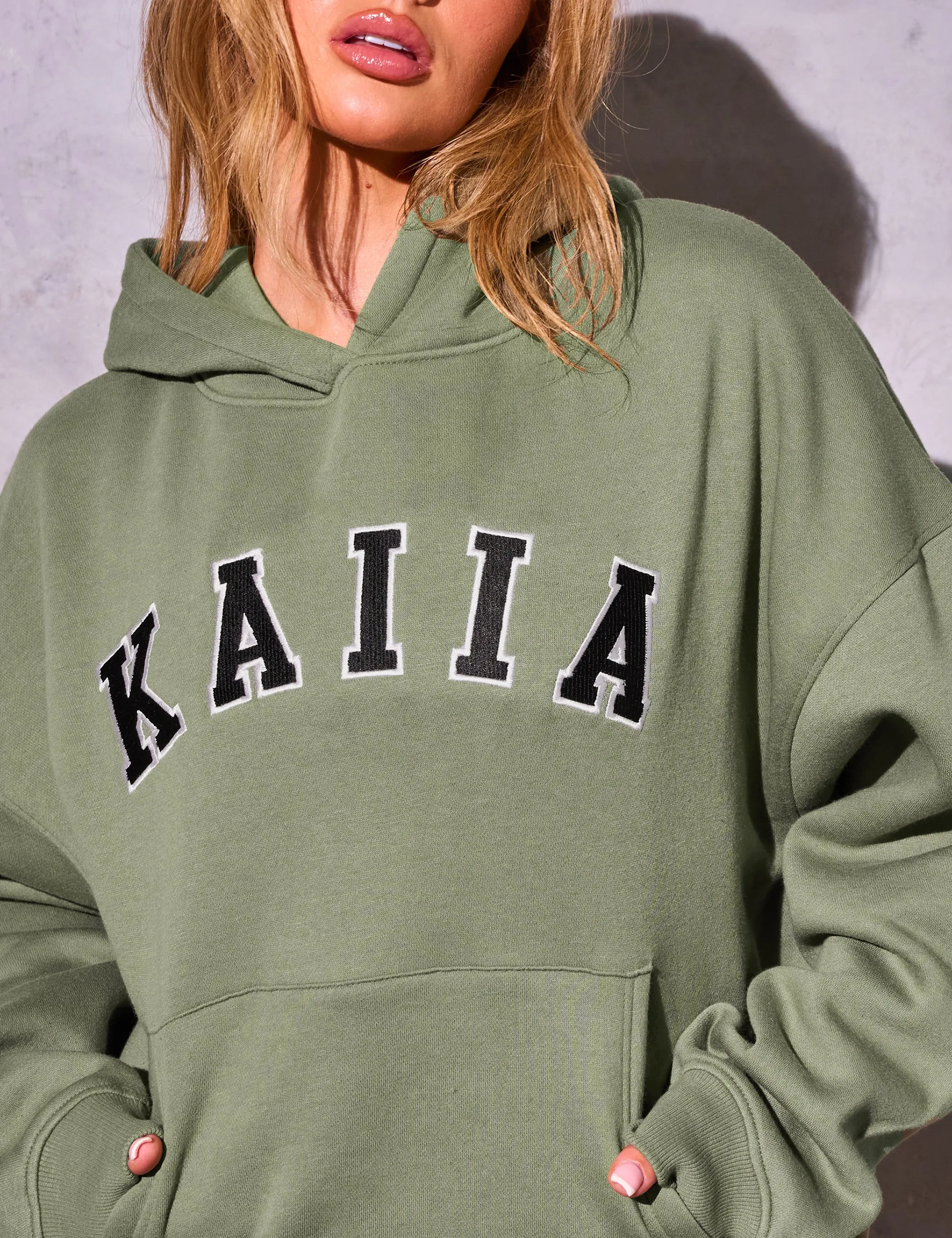 Kaiia Studio Logo Oversized Hoodie Khaki sold by Public Desire product image thumbnail 2
