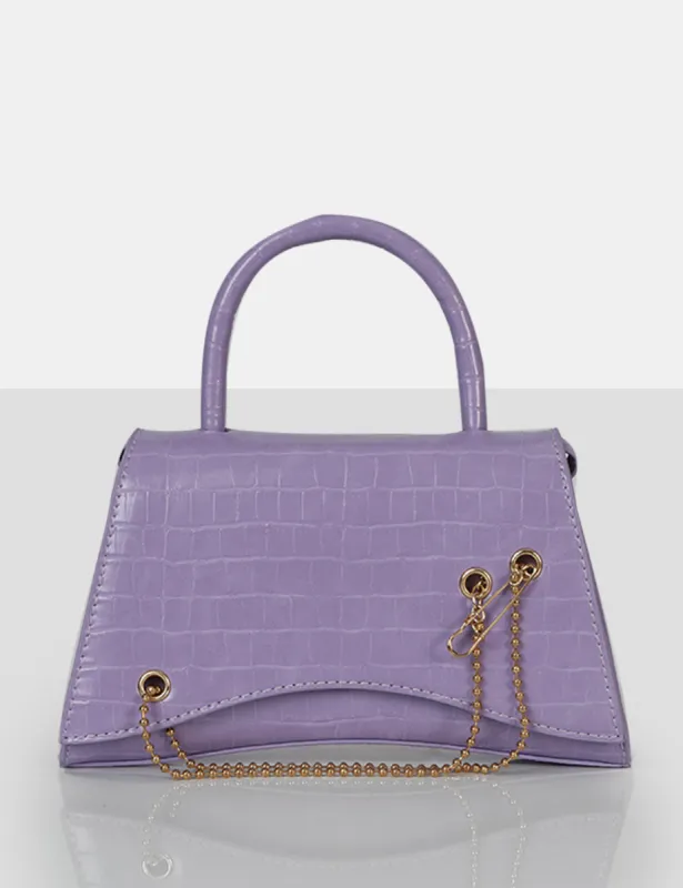The Trista Lilac Croc Arched Mini Handbag sold by Public Desire