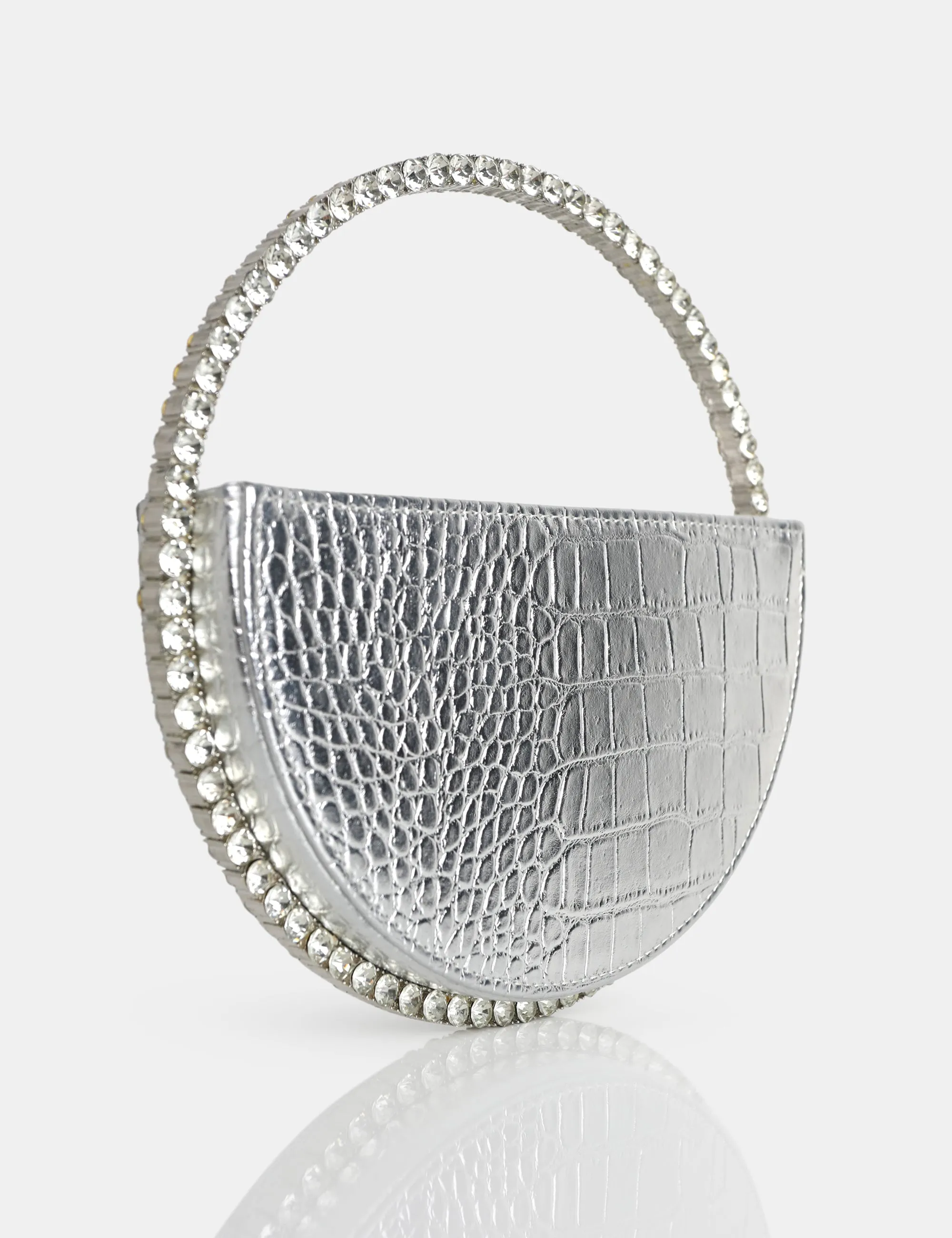The Alessia Silver Croc Pu Circle Diamante Grab Bag sold by Public Desire product image thumbnail 2