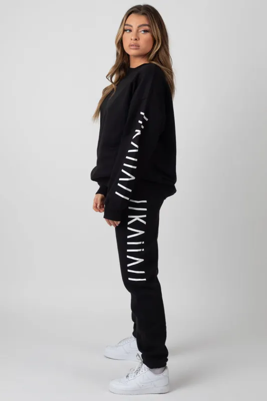 Oversized Kaiia Branded Slogan Joggers Black sold by Public Desire