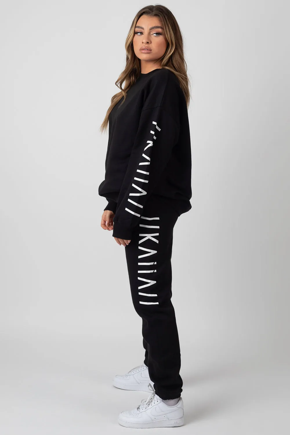 Oversized Kaiia Branded Slogan Joggers Black sold by Public Desire