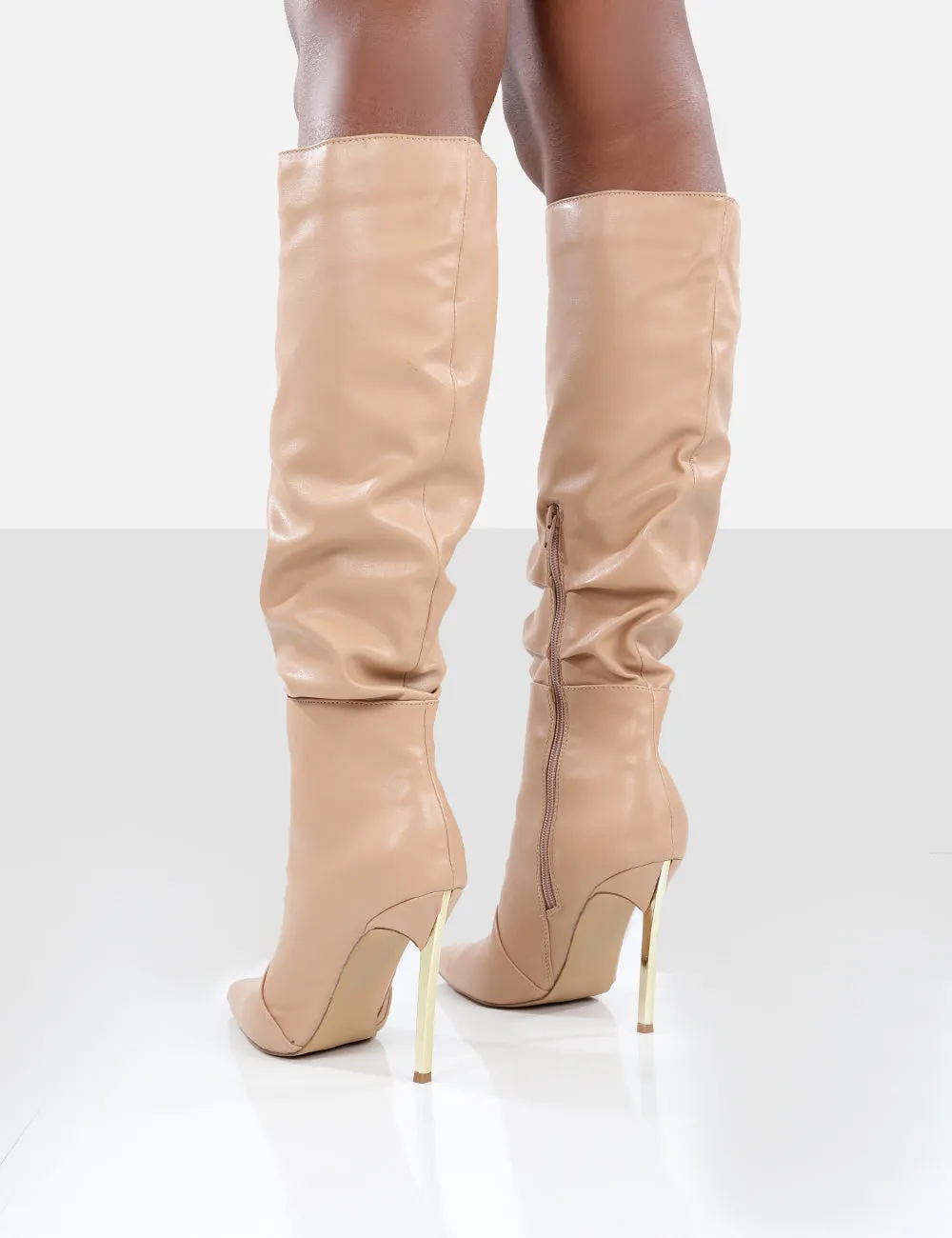 Monica Nude PU Pointed Toe Stiletto Knee High Boots sold by Public Desire product image thumbnail 2
