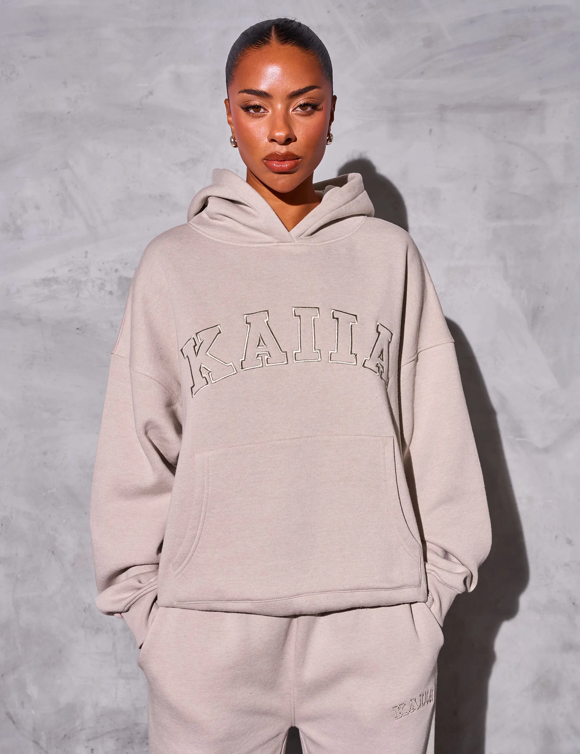 Kaiia Slogan Oversized Hoodie Sand sold by Public Desire
