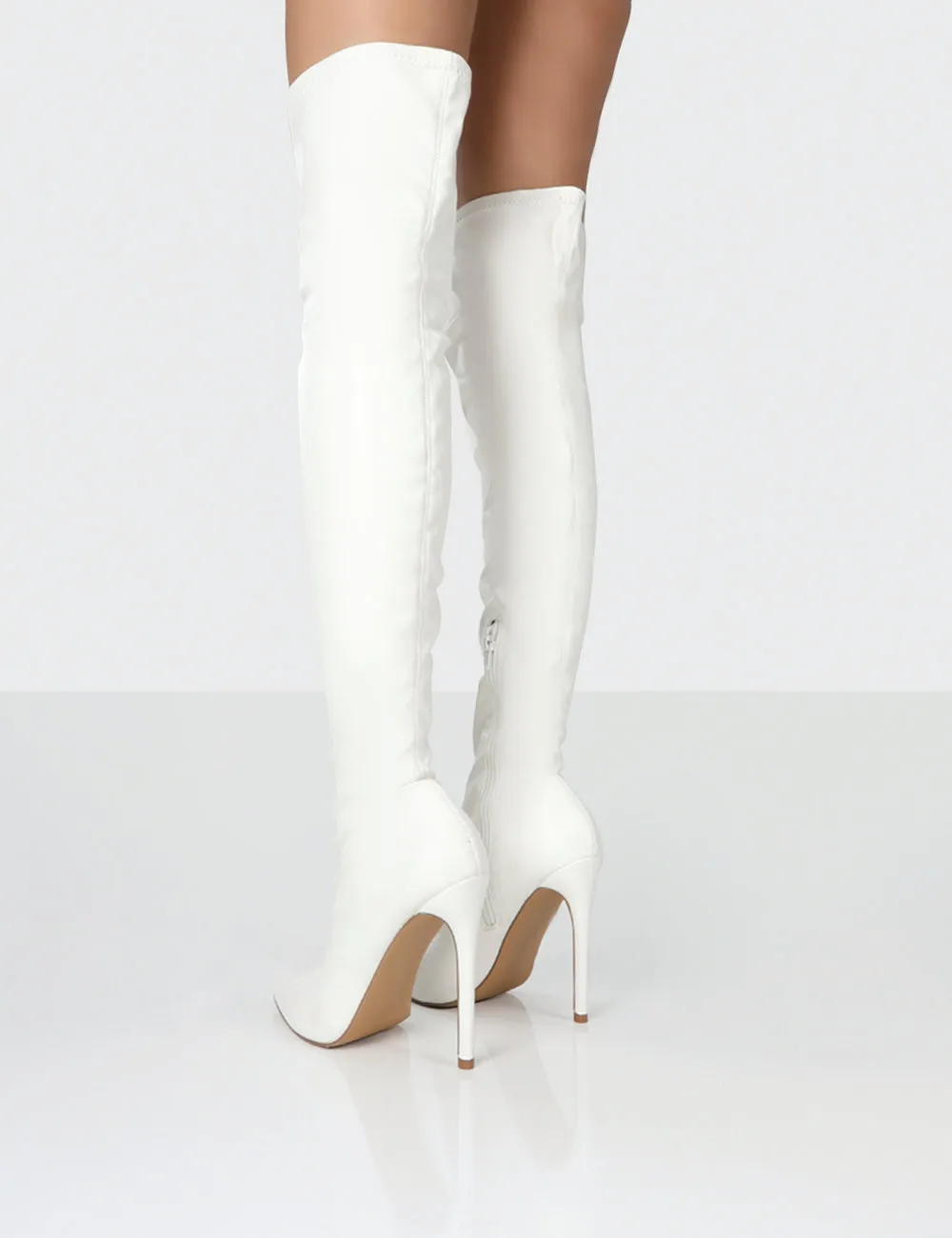 Confidence White Stiletto Heeled Over The Knee PU Boots sold by Public Desire product image thumbnail 2