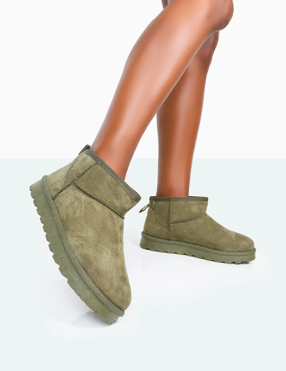 Flurry Khaki Faux Suede Ultra Mini Ankle Boots sold by Public Desire product image thumbnail 2