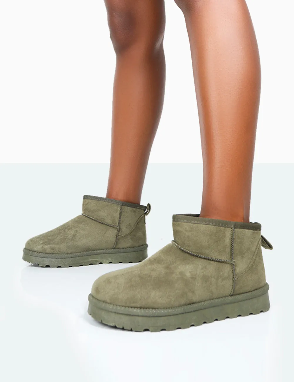 Flurry Khaki Faux Suede Ultra Mini Ankle Boots sold by Public Desire product image thumbnail 3