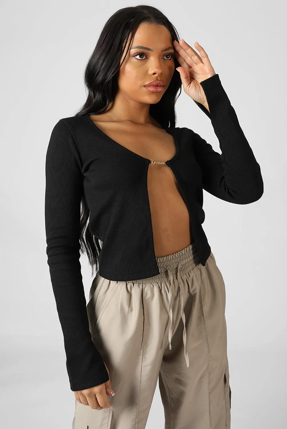 Kaiia Trim Ribbed Top Black sold by Public Desire product image thumbnail 3
