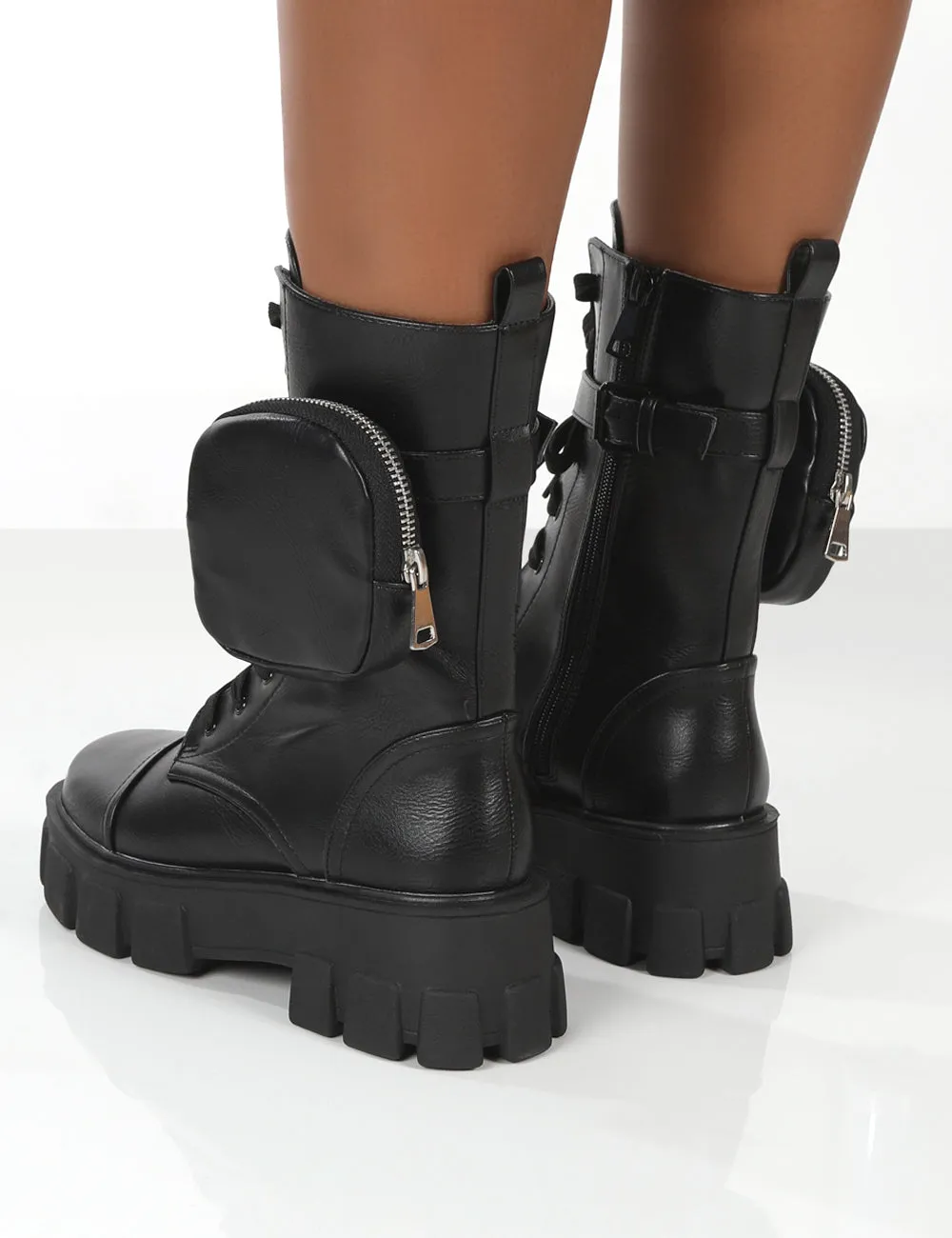 Intention Black Wide Fit Platform Chunky Sole Pouch Ankle Boots sold by Public Desire product image thumbnail 2