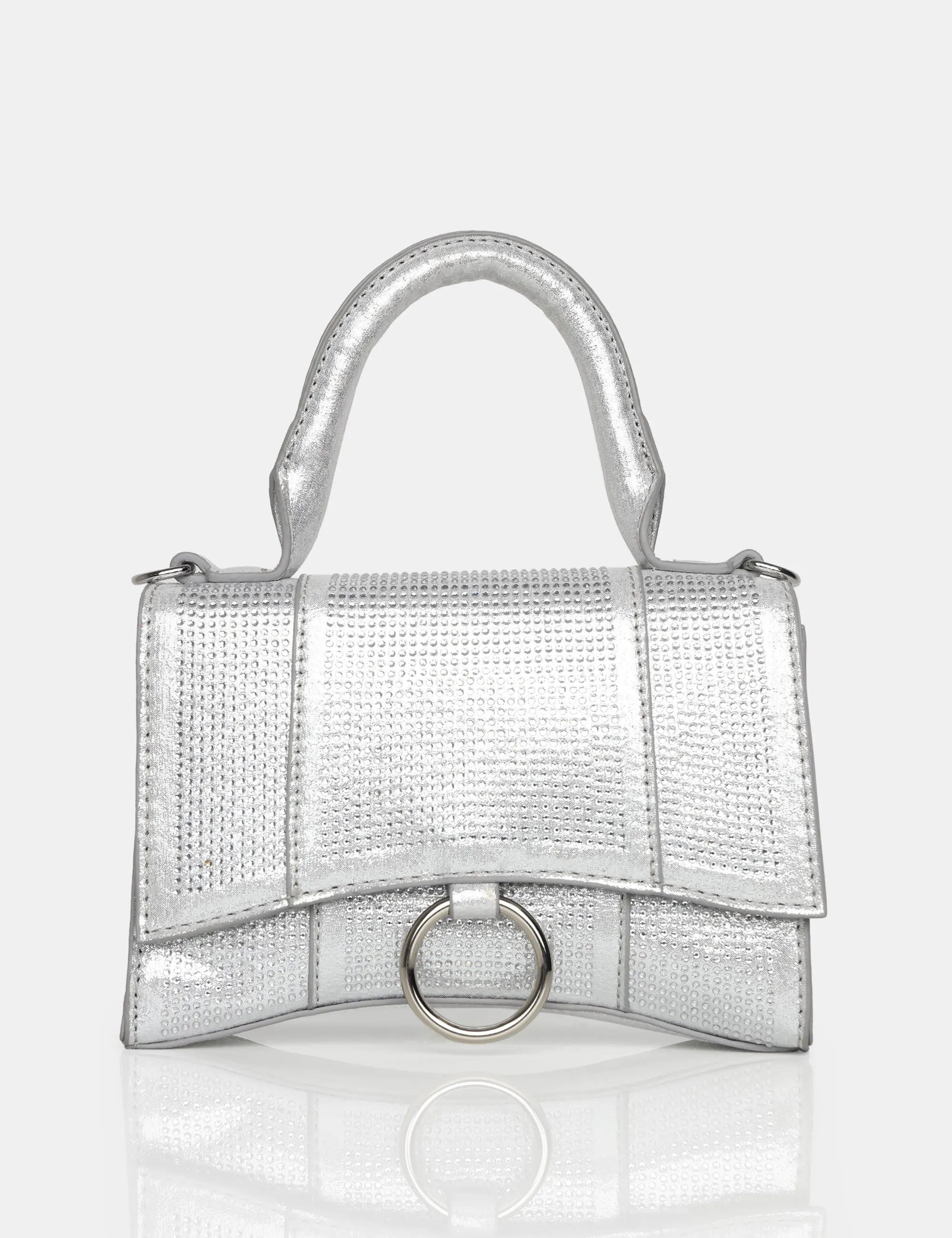 The Raina Silver Diamante Mini Handbag sold by Public Desire