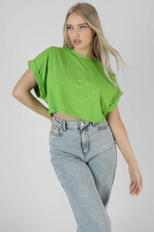 Boxy Oversized Cropped T-Shirt Green sold by Public Desire
