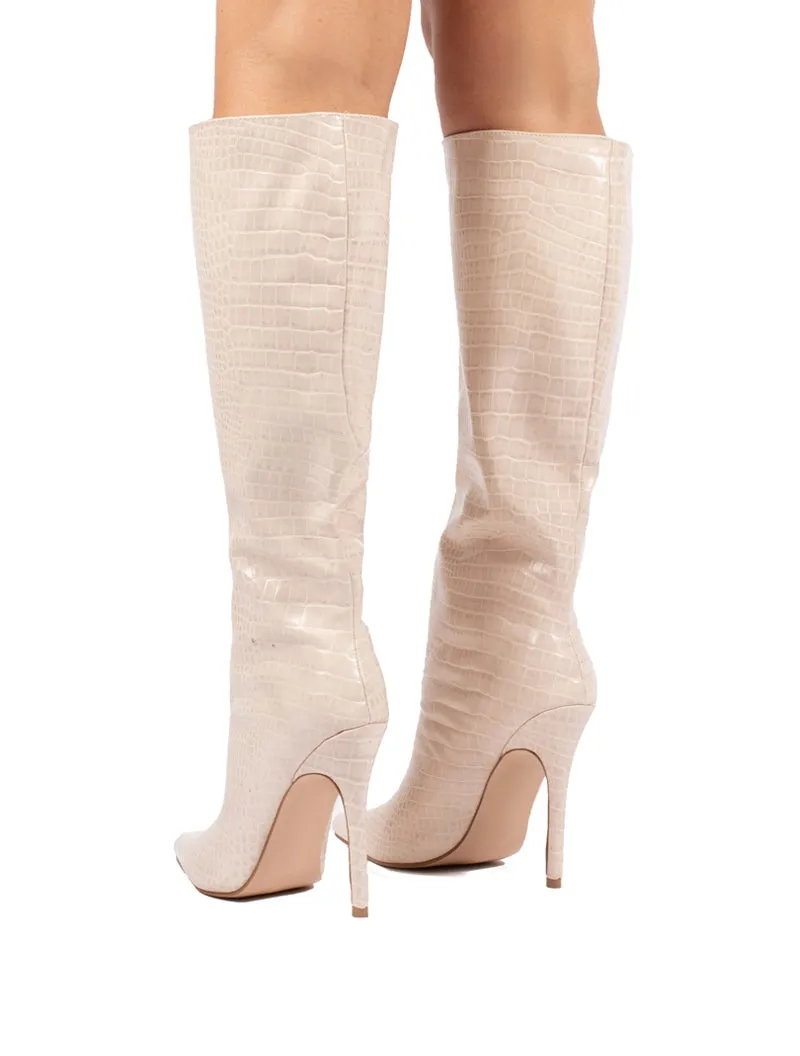 Define Stone Croc Stiletto Heeled Boots sold by Public Desire product image thumbnail 4