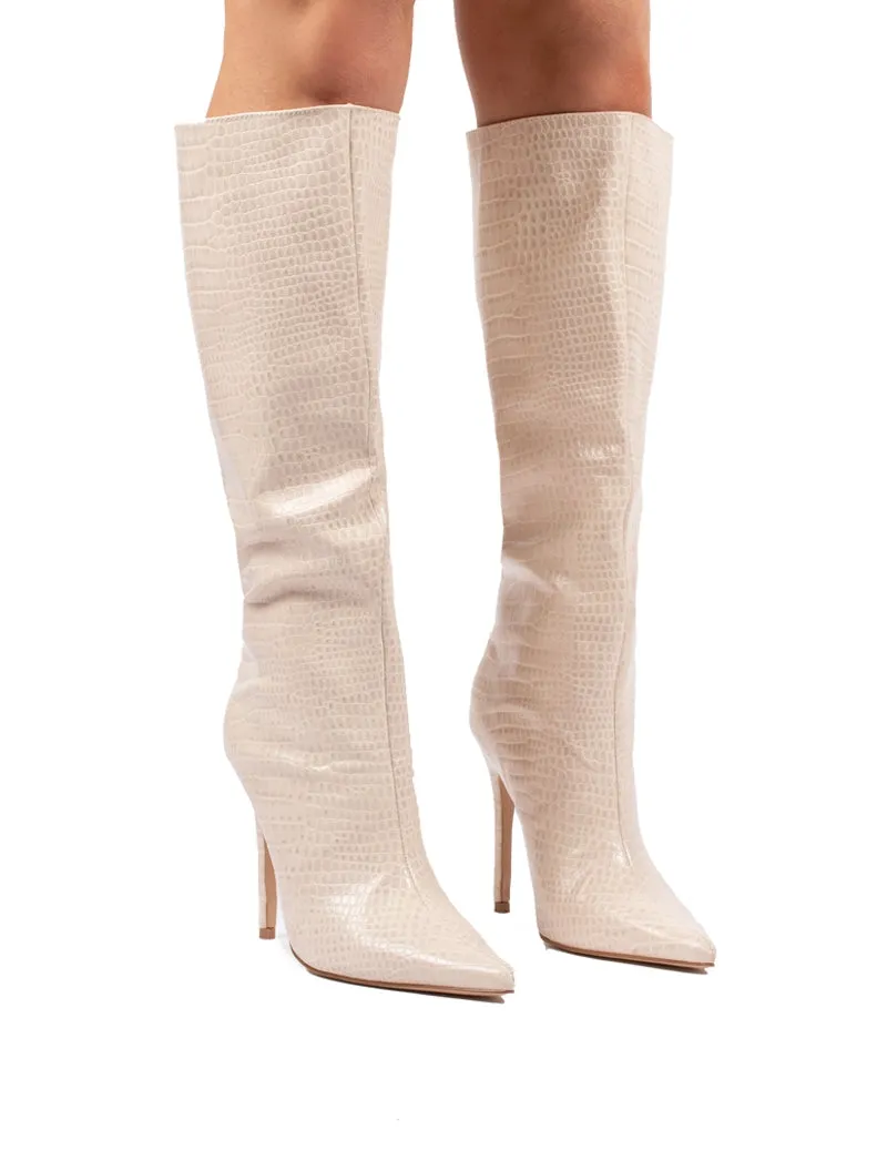 Define Stone Croc Stiletto Heeled Boots sold by Public Desire product image thumbnail 3