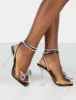 Glimmer Wide Fit Black Wrap Around Diamante Bow Square Toe Heels sold by Public Desire