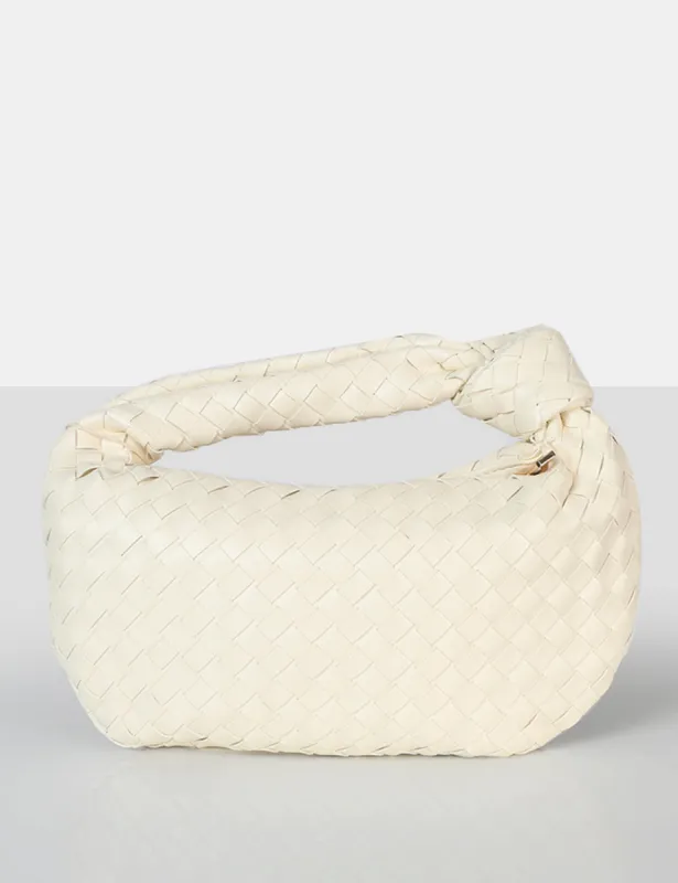 The Blame Ecru Woven PU Knot Detail Mini Grab Bag sold by Public Desire