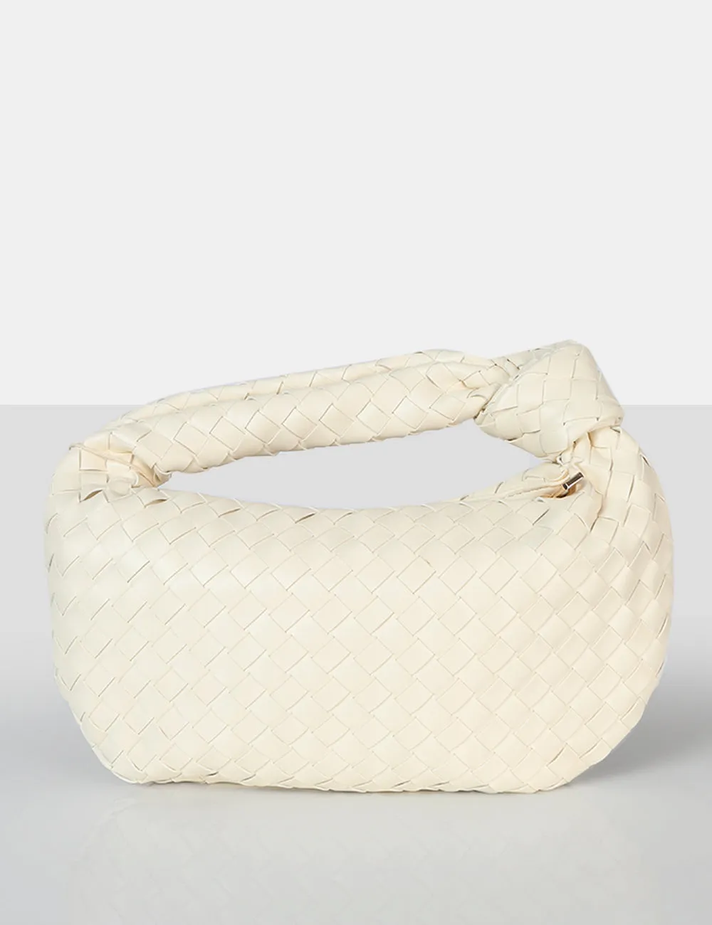The Blame Ecru Woven PU Knot Detail Mini Grab Bag sold by Public Desire