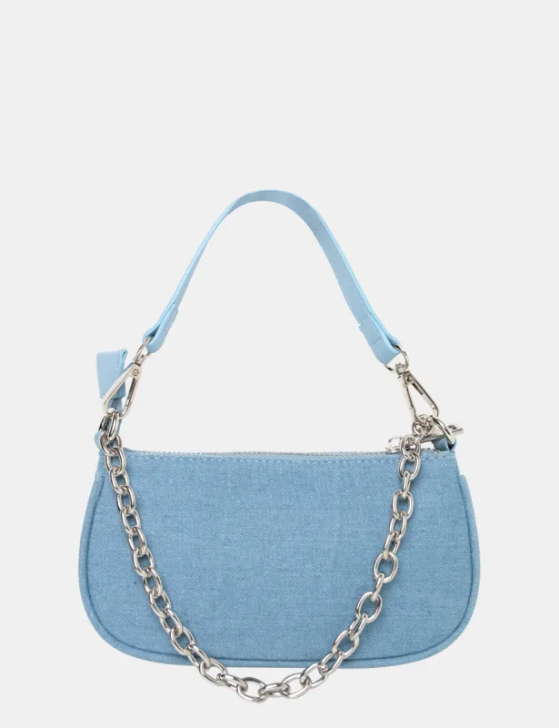 The Leia Light Blue Denim Shoulder Chained Bag sold by Public Desire