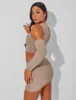 Ribbed Crop Top With Sleeves Co Ord Brown sold by Public Desire