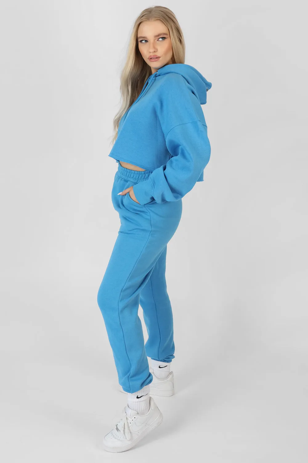 Oversized Cropped Sweat Hoodie Blue sold by Public Desire