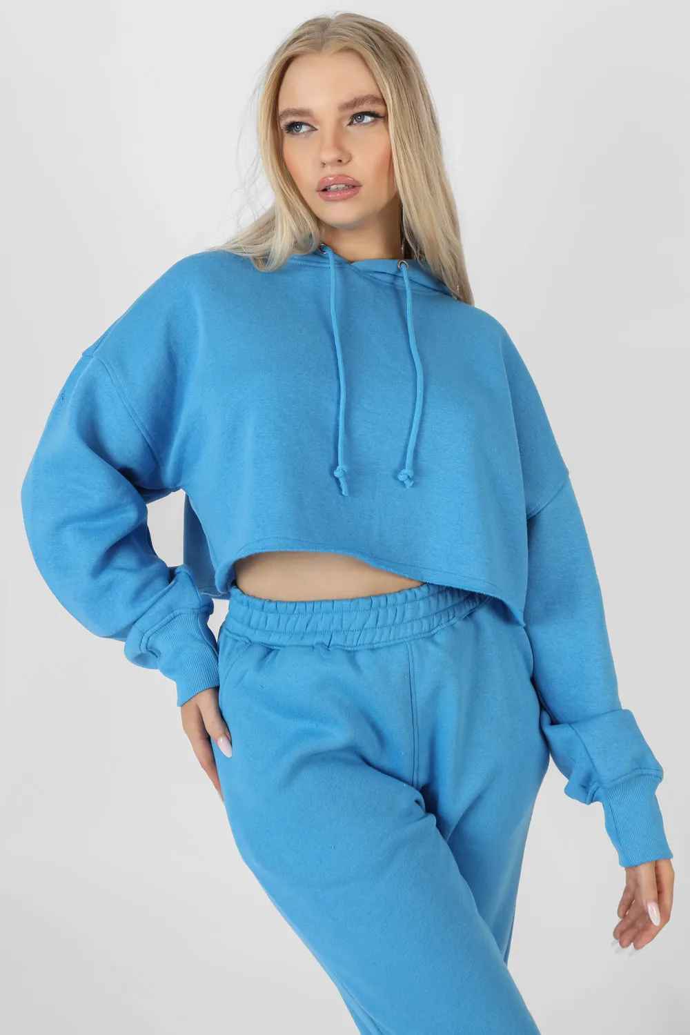 Oversized Cropped Sweat Hoodie Blue sold by Public Desire product image thumbnail 4