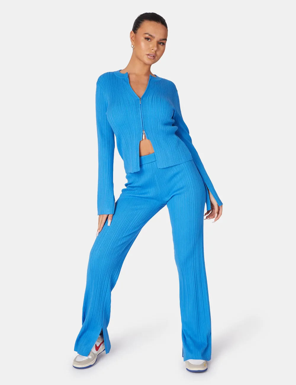 Ribbed Knitted Trousers Blue sold by Public Desire product image thumbnail 4