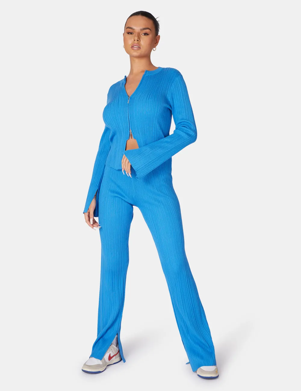 Ribbed Knitted Trousers Blue sold by Public Desire