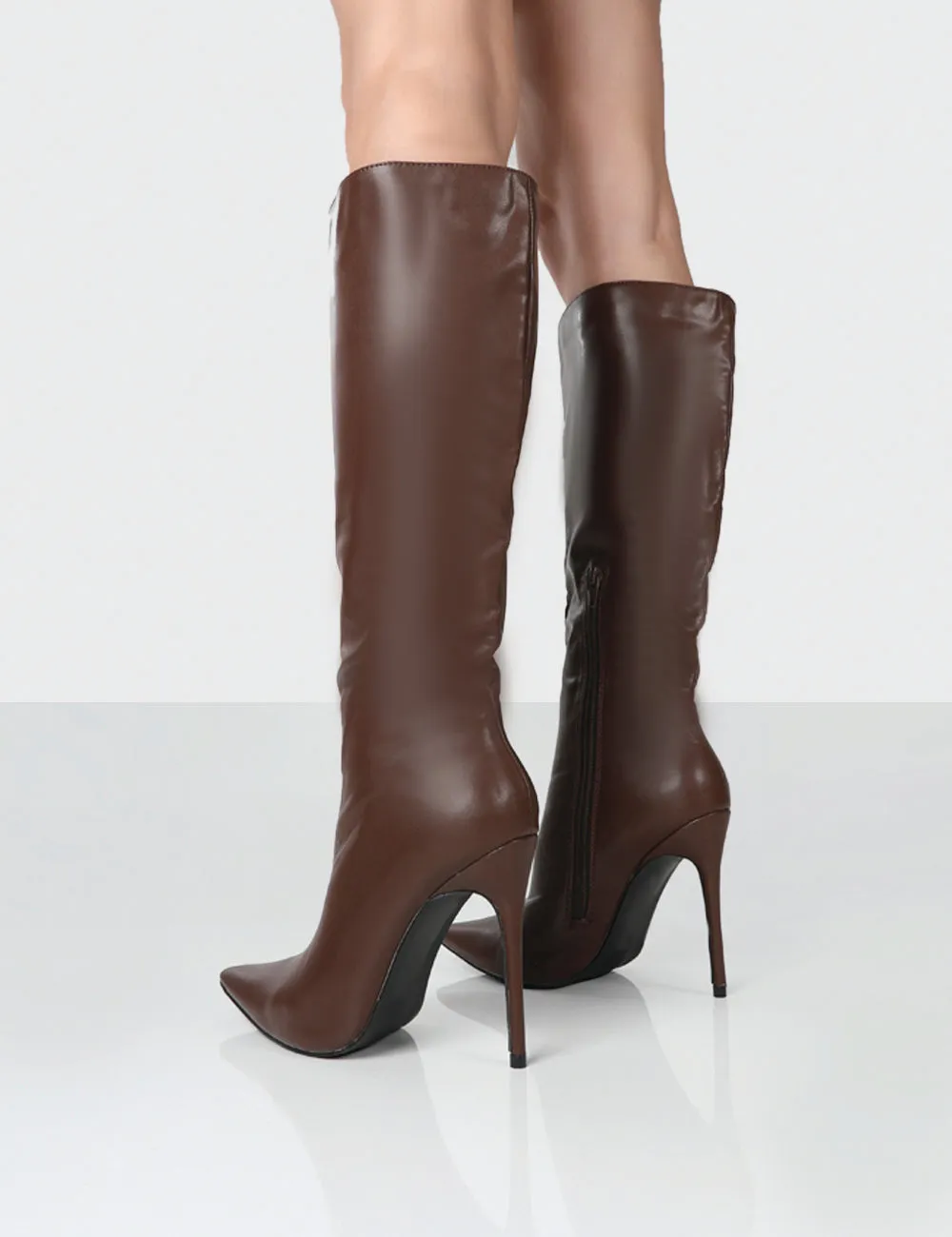 Horizon Choc PU Stiletto Knee High Boots sold by Public Desire product image thumbnail 2
