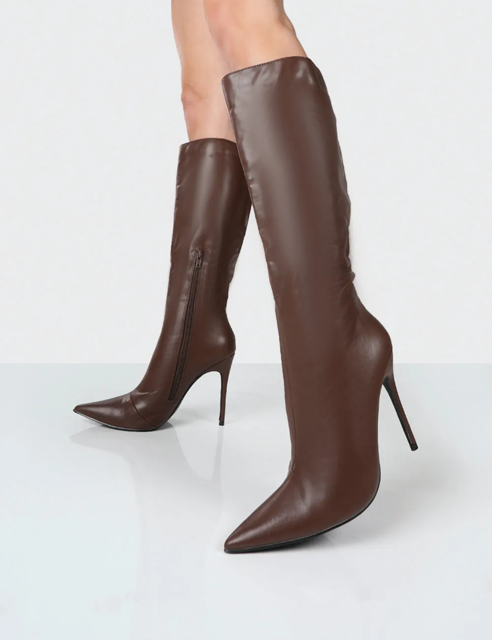 Horizon Choc PU Stiletto Knee High Boots sold by Public Desire product image thumbnail 4