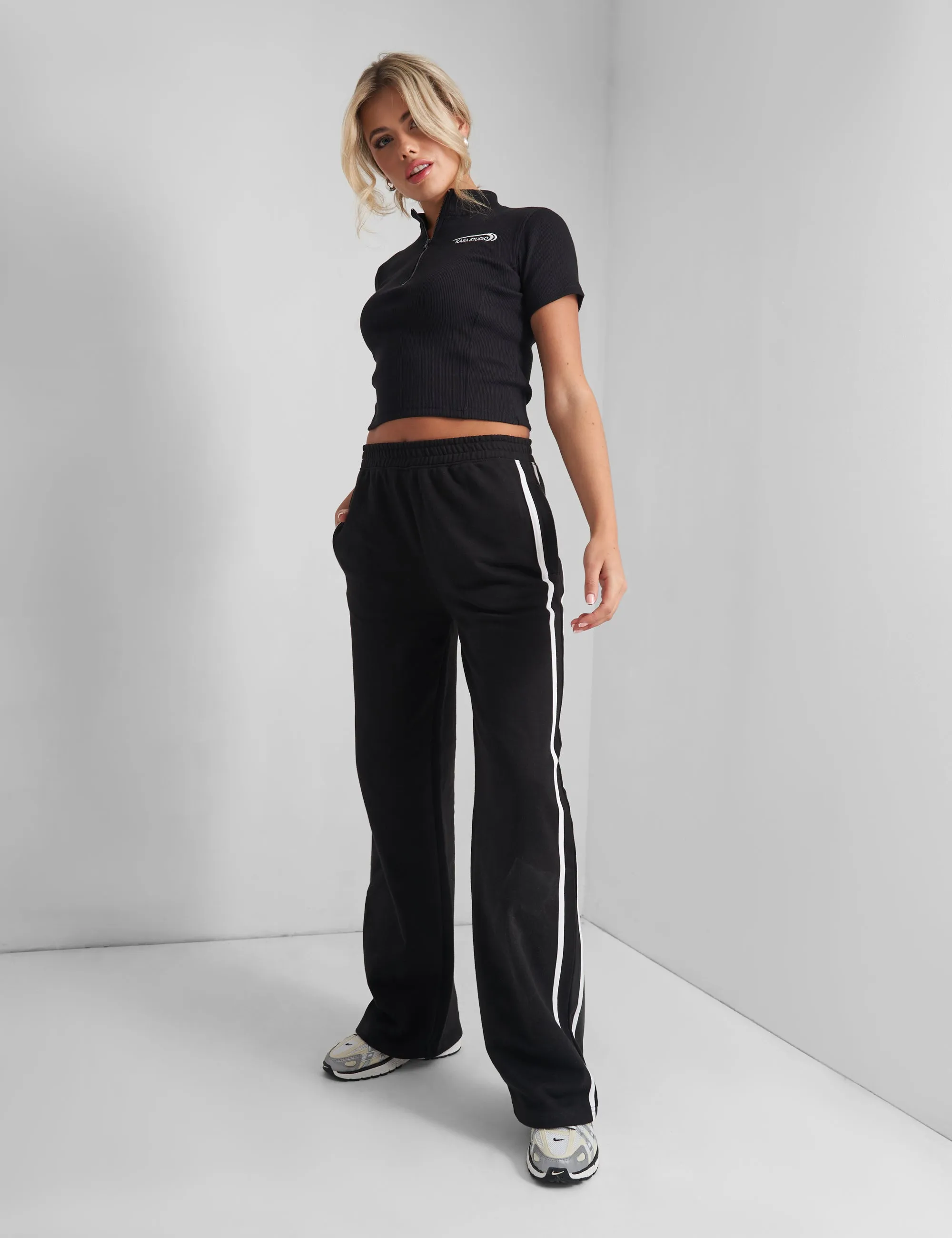 Kaiia Studio Zip Up Logo Crop Top Black sold by Public Desire product image thumbnail 3