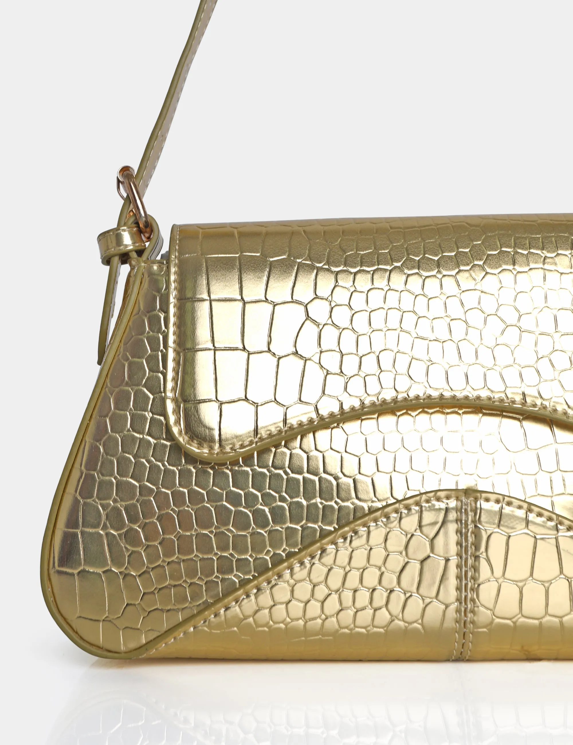 The Dea Metallic Gold Croc PU Shoulder Bag sold by Public Desire product image thumbnail 3