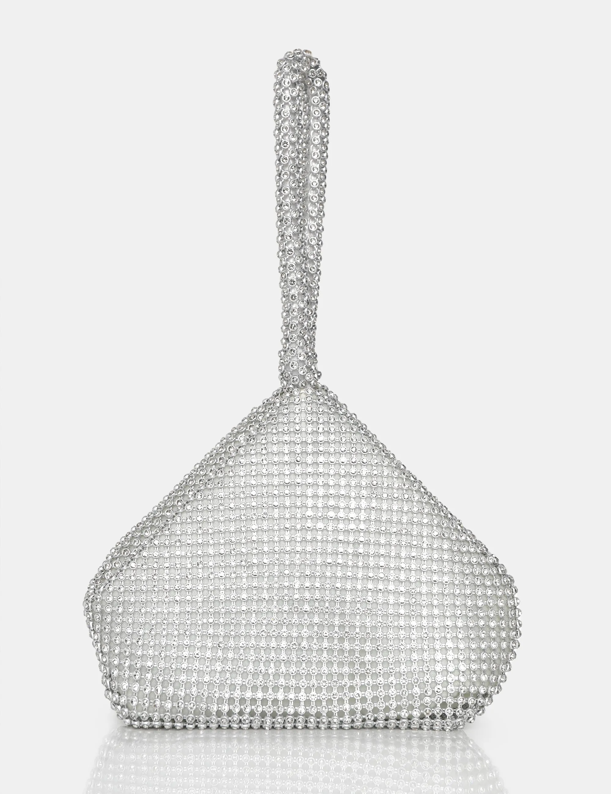 The Lavender Silver Diamante Mini Pouch Party Bag sold by Public Desire