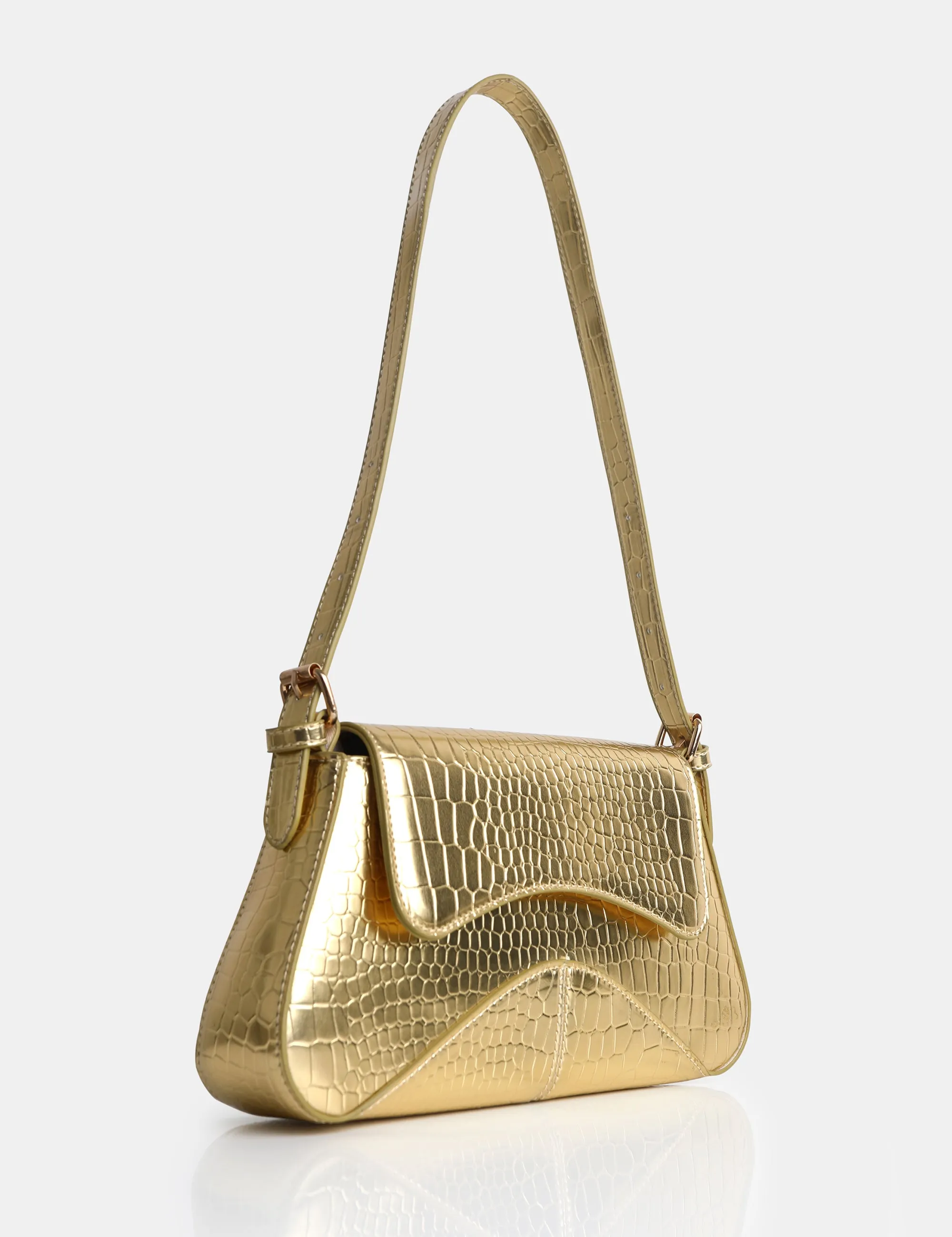 The Dea Metallic Gold Croc PU Shoulder Bag sold by Public Desire product image thumbnail 2