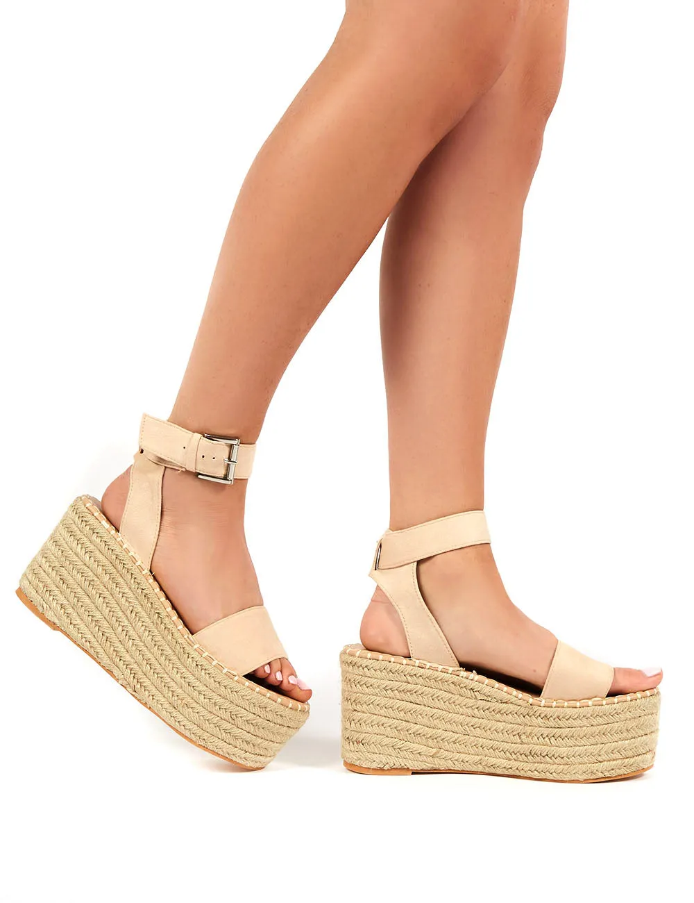 Saffy Beige Espadrille Wedged Sandal sold by Public Desire