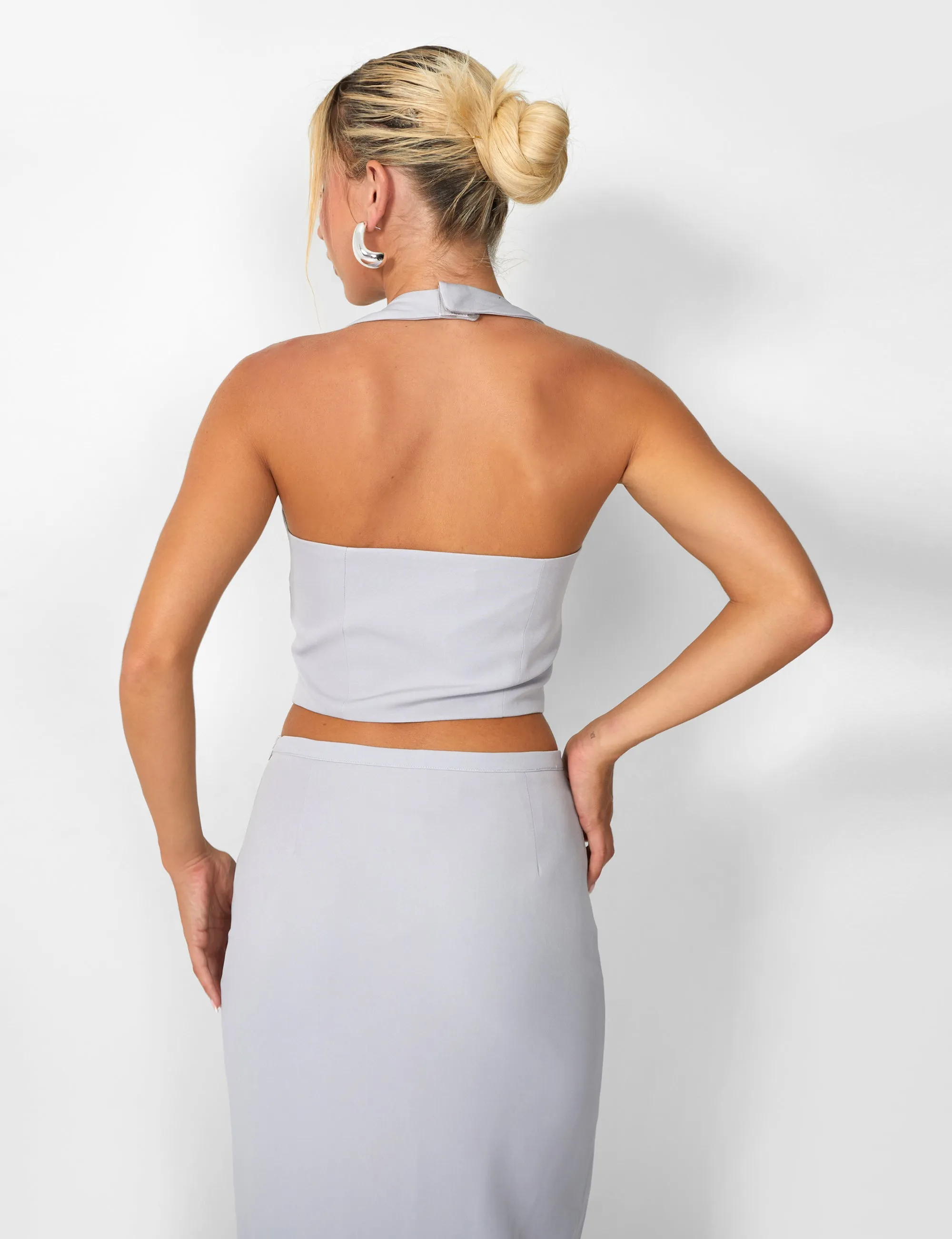 Kaiia Split Front Maxi Skirt Co-ord in Grey sold by Public Desire product image thumbnail 5